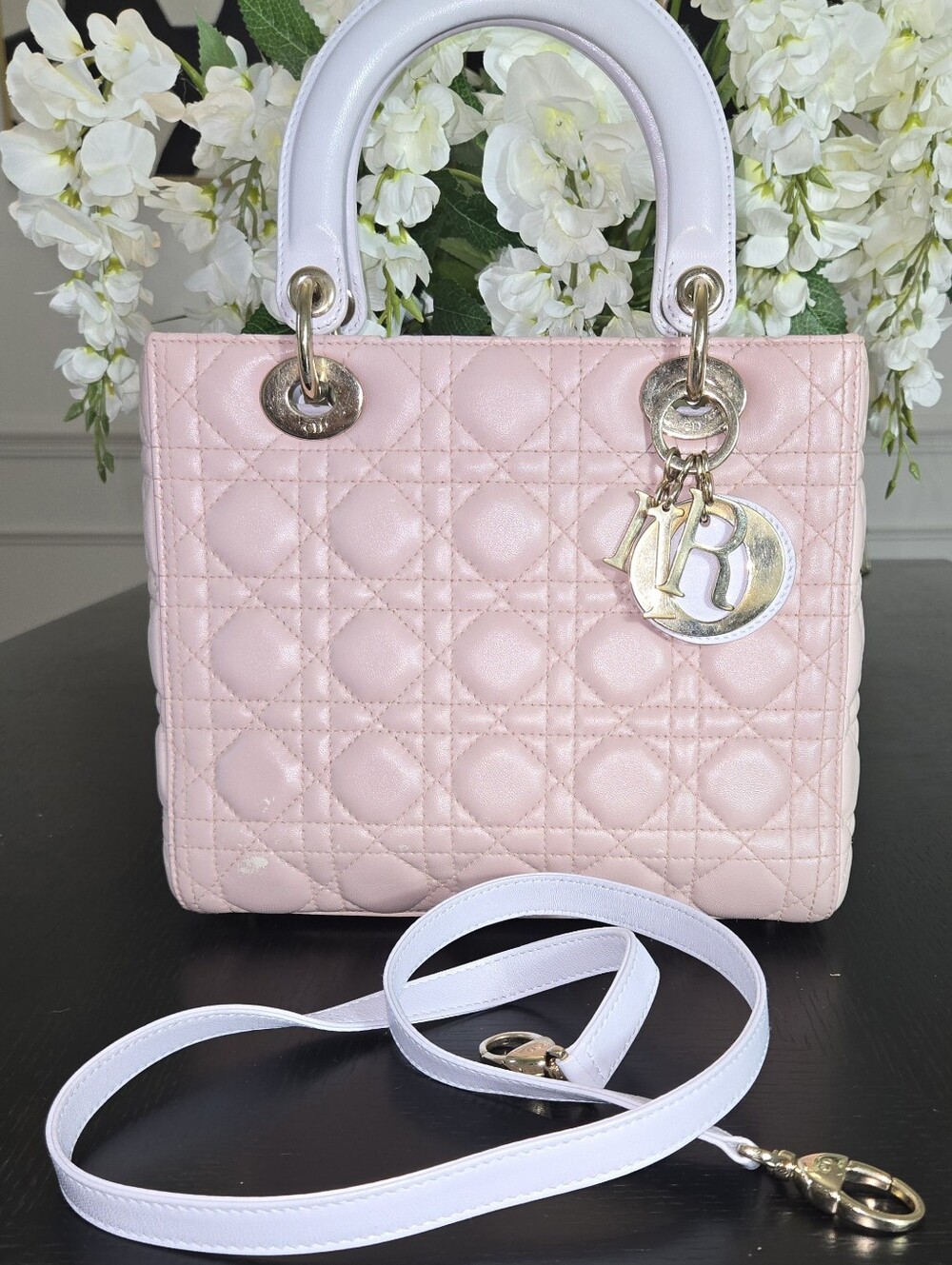 CHRISTIAN DIOR Lambskin Cannage Medium Tri-Color Lady Dior in Rose Pale - Picture 7 of 13